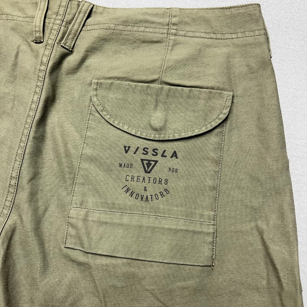Vissla Mens Olive Green Utility Shorts Size 34 Creators & Innovators Surf Casual